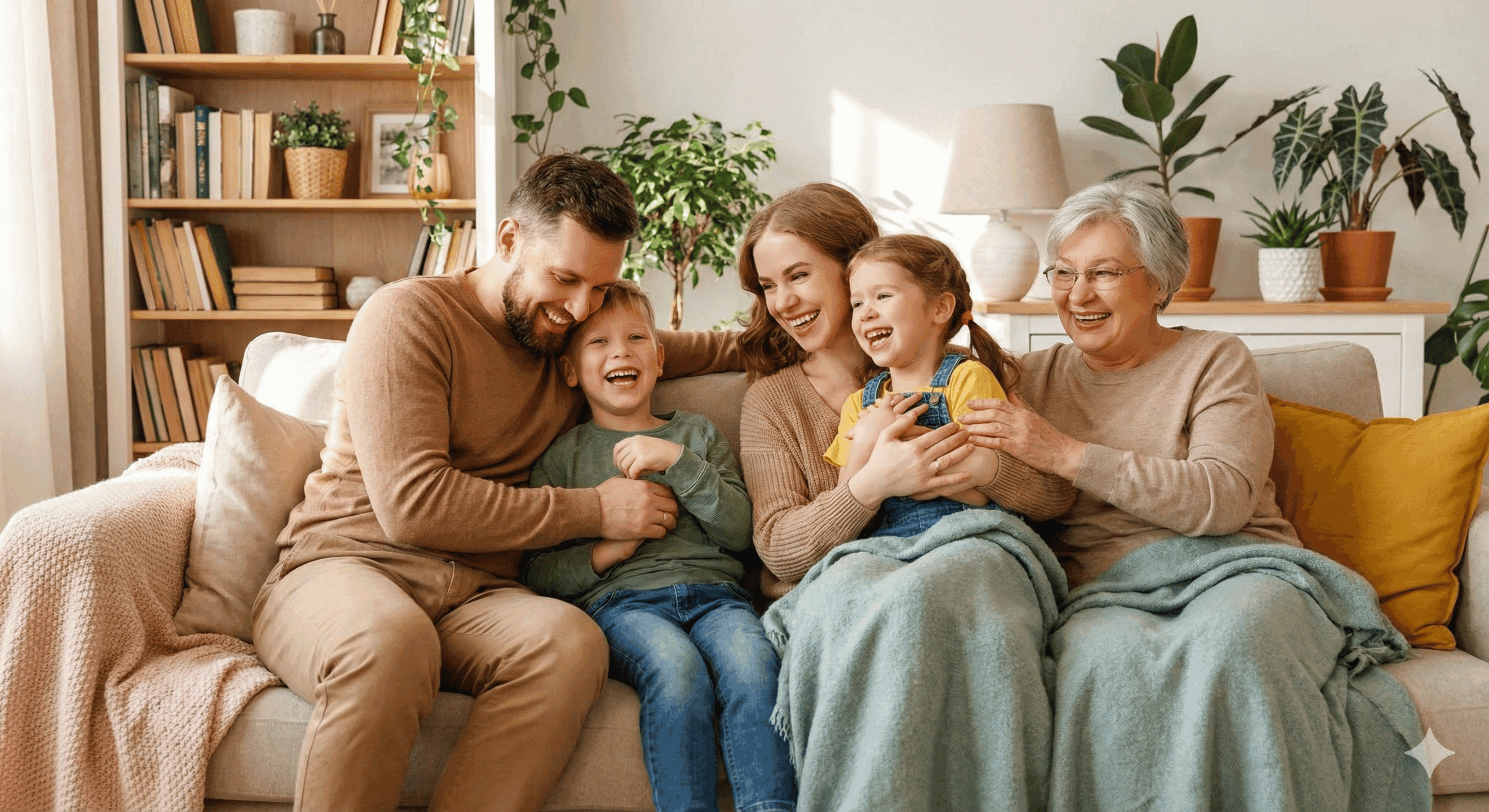 Happy family saving money on electricity