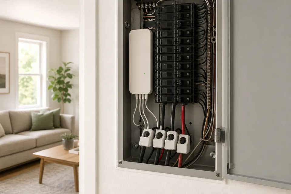 Home energy monitor installed in a residential electrical panel